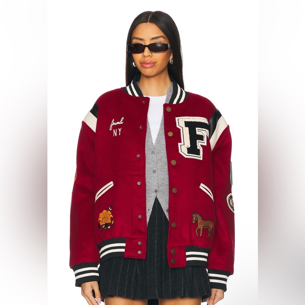 FOUND letterman varsity jack in red